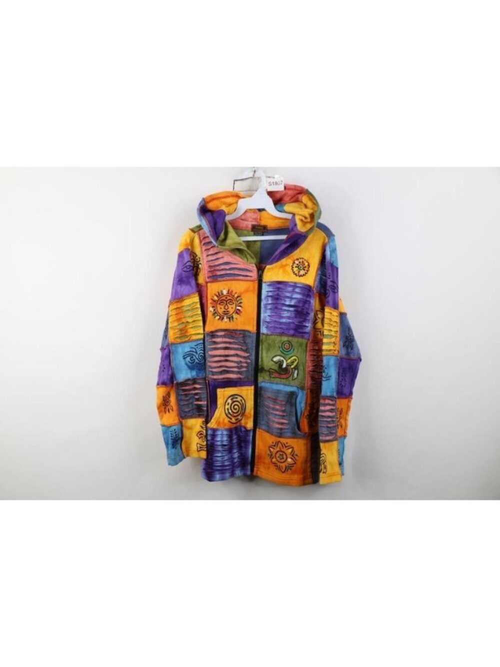 Vtg 90s Y2K Streetwear Womens M Babydoll Fairy Sun Celestial Full Zip Hoodie